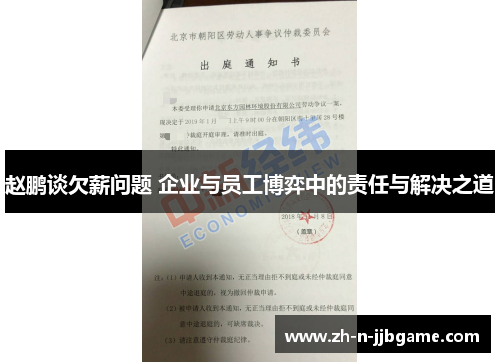 赵鹏谈欠薪问题 企业与员工博弈中的责任与解决之道